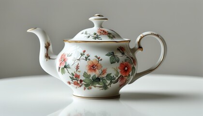Elegant Porcelain Teapot with Floral Design