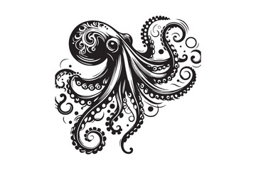 octopus vector and silhouette