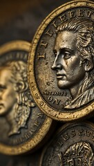 Macro of U.S. dollar coins.