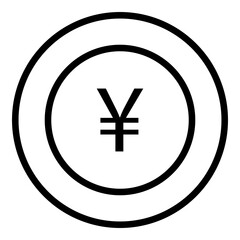 Yen Coin Outline Icon Style. Simple Finance Vector Illustration