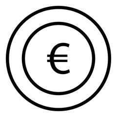 Euro Coin Outline Icon Style. Simple Finance Vector Illustration