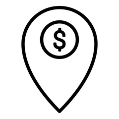 Money Location Outline Icon Style. Simple Finance Vector Illustration