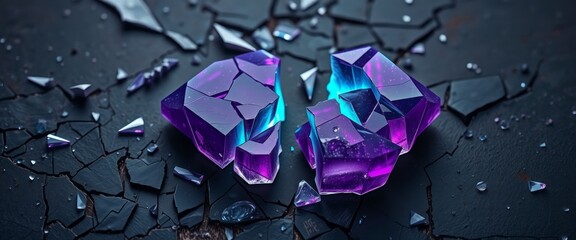 Electric Blue Crystal Amulet with Vibrant Neon Cracks