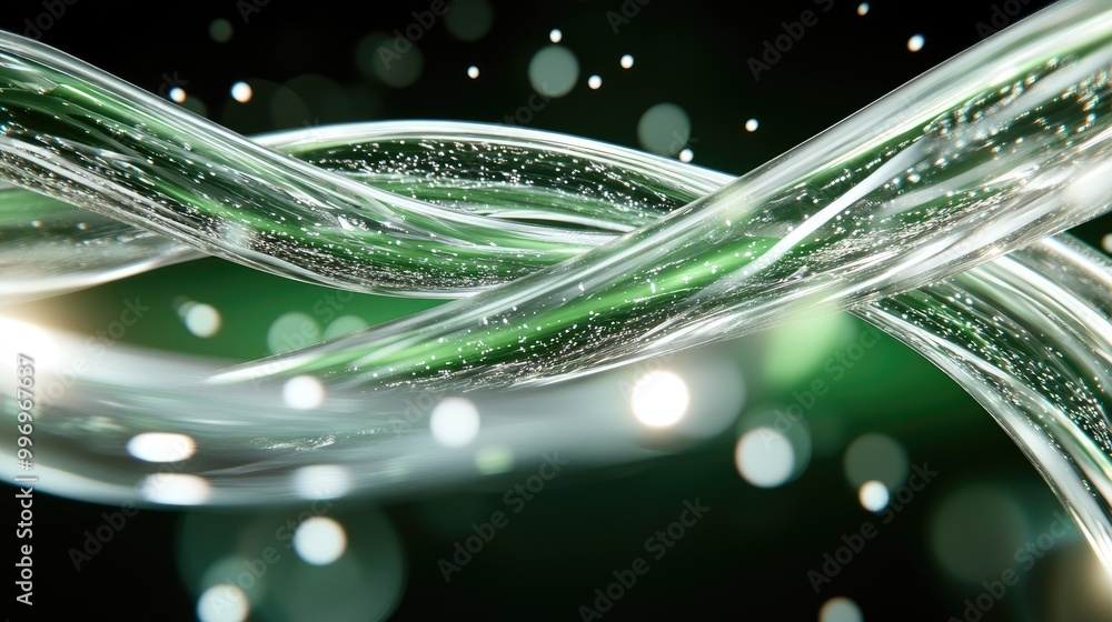 Poster elegant flow of transparent curves with sparkles