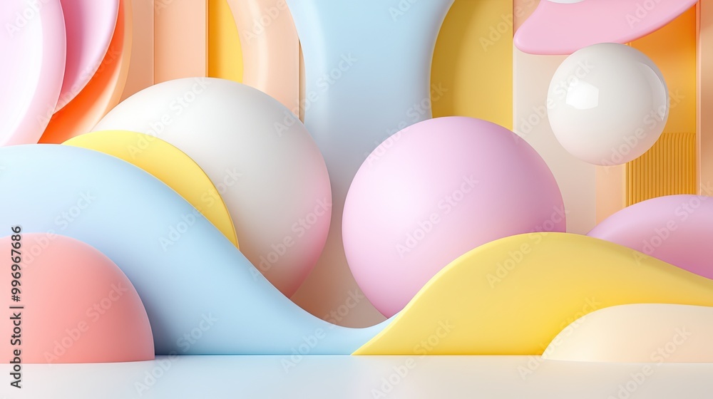 Poster colorful abstract shapes and soft curves background