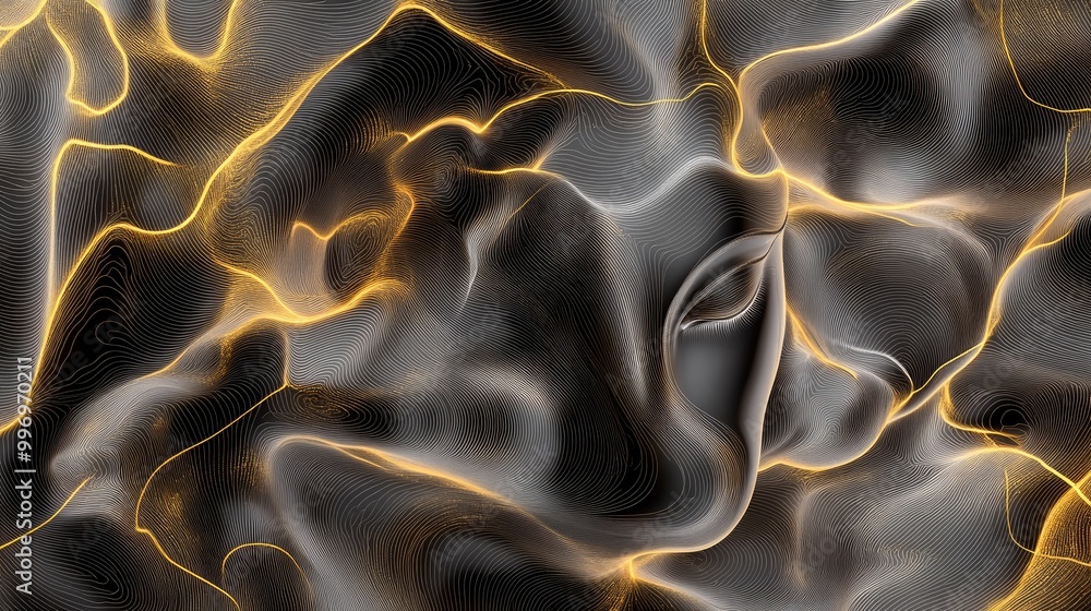 Poster abstract design with flowing lines and light effects