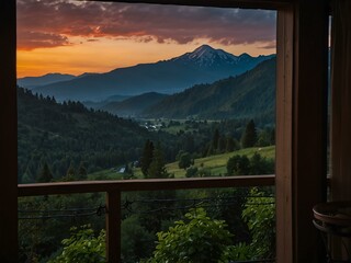 Mountain sunset view.