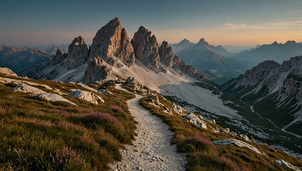 Mountain trail at Tre Cime di Lavaredo in the Dolomites.