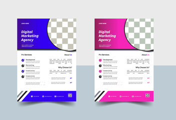 Corporate creative colorful business flyer template design set,Brochure design.A bundle of 2 templates of a4 flyer template,cover modern layout, annual report, poster,in blue color,modern design 