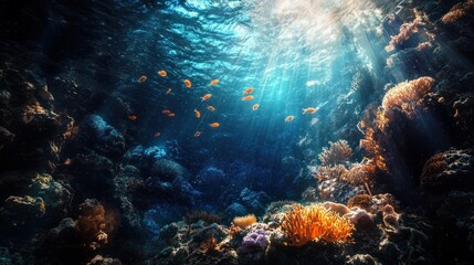 a saltwater under water sun deep creature exotic tropic reef barrier coral tropical aquatic diversity species animals diving below beneath underwater life marine sea fish blue ocean scuba undersea