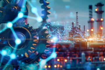 Large industrial gear in a modern factory setting, highlighting the power, precision, and mechanical engineering involved in manufacturing processes, Generative AI