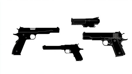 Gun images for cutting projects. Includes pistol, rifle, and silhouette designs. Perfect for Cricut users.
