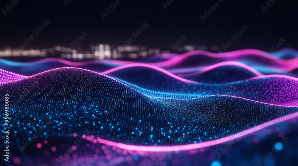 Poster the concept of big data in cyberspace. blockchain’s fields of data. network lines connecting. ai tec