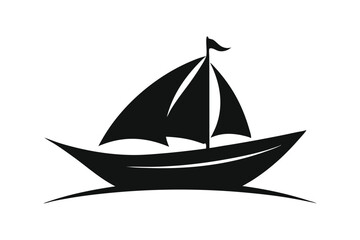 Fototapeta premium Boat Logo silhouette black vector art illustration.