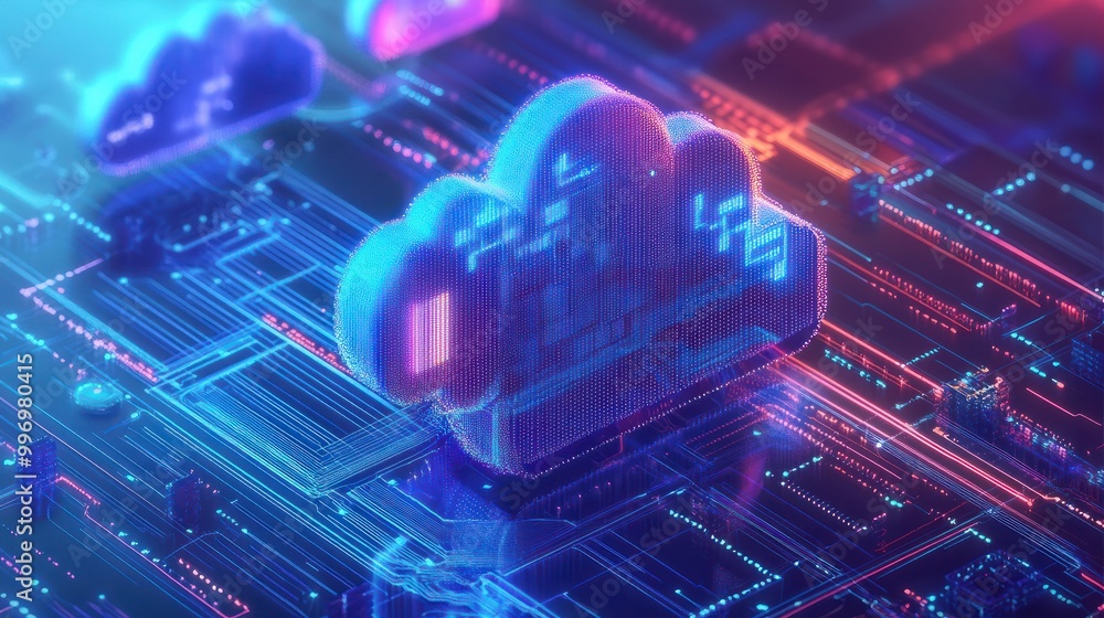 Poster cloud storage for downloading an isometric. a digital service or application with data transmission.