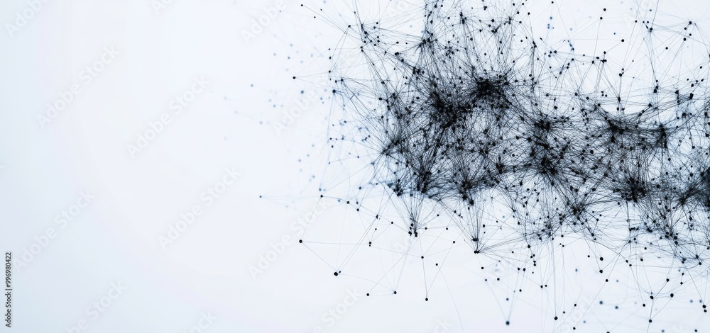 Poster the flow of information in abstract cyberspace. 3d illustrations of neural networks. big data and cy