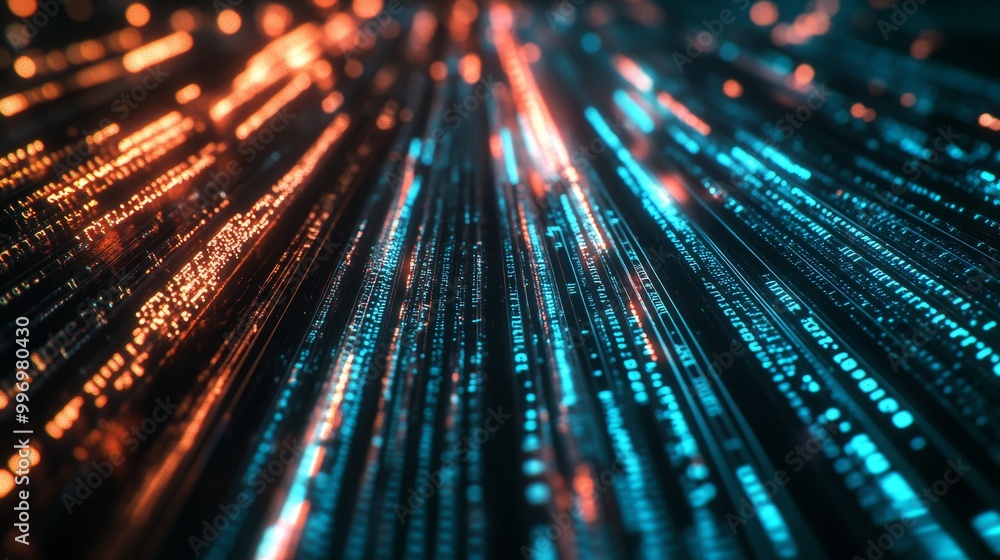 Poster streaming internet technologies. cyber-futuristic sci-fi illustration. abstract data gateway. protec