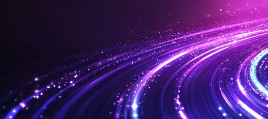 Obraz premium Abstract 3D illustration of nanofibers. Light twisted lines in cyberspace. Neuro impulses traveling in cyberspace.
