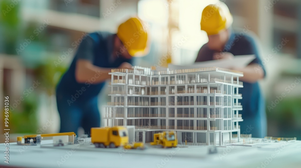 Aufkleber construction and structure concept of engineer or architect meeting for project working with partner