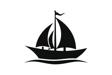  Boat Logo silhouette black vector art illustration.