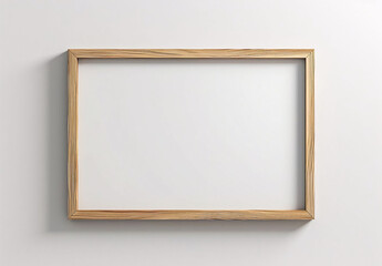 Minimalist Wooden Frame on White Wall Background