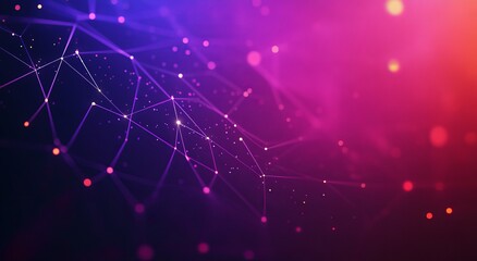 A 3D illustration of a neural network. Abstract Big Data concepts. Global stock markets. Bright, colorful background with bokeh.