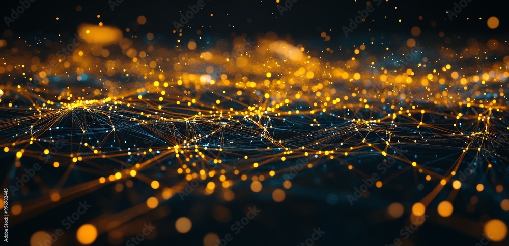 Poster global network illustration. blockchain 3d illustration. stock markets and neural networks. abstract
