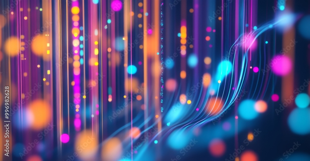 Poster the motion of digital data flow in a futuristic 3d illustration. data transmission channel. business