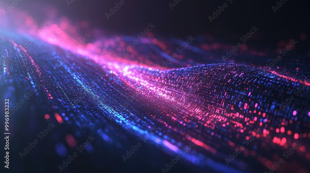 Poster sci-fi cyber futuristic 3d illustration. abstract data gateway. protected data flow. big data loop. 