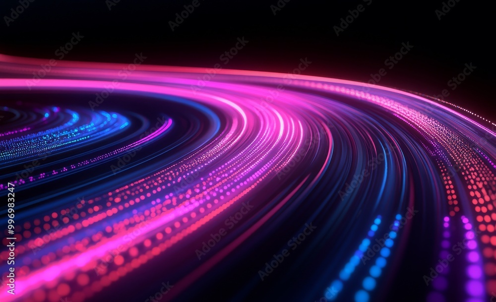 Poster visualization of big data, internet technology in 3d. control of neural networks, futuristic digital