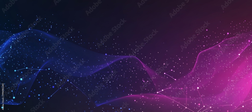 Aufkleber an abstract illustration of nanofibers in 3d. twisted lines with dots of light. a neuroimpulse in th