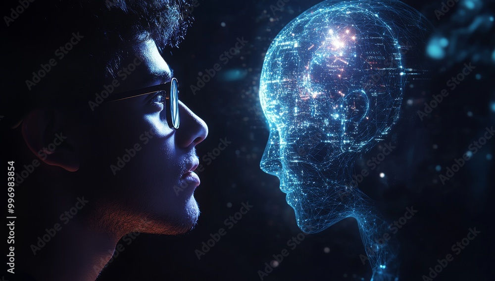 Poster stock or robotics. future technologies or machine learning concepts. biologically based ai