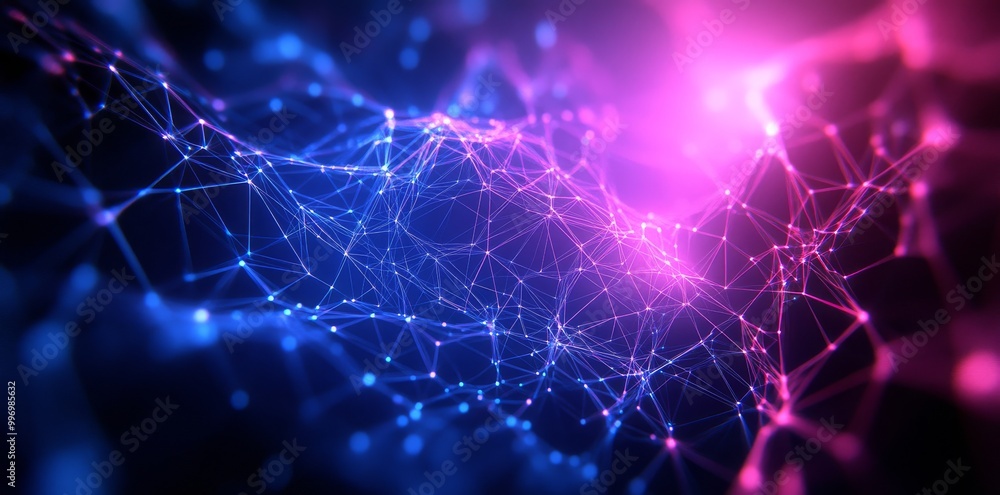 Poster a 3d neural network illustration. data mining and cybersecurity. global database and stock trading. 