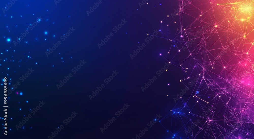Poster three-dimensional illustration of a neural network. abstract big data concept. global databases and 