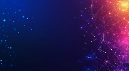 Fototapeta premium Three-dimensional illustration of a neural network. Abstract Big Data concept. Global databases and stock markets. Bright, colorful background with bokeh.