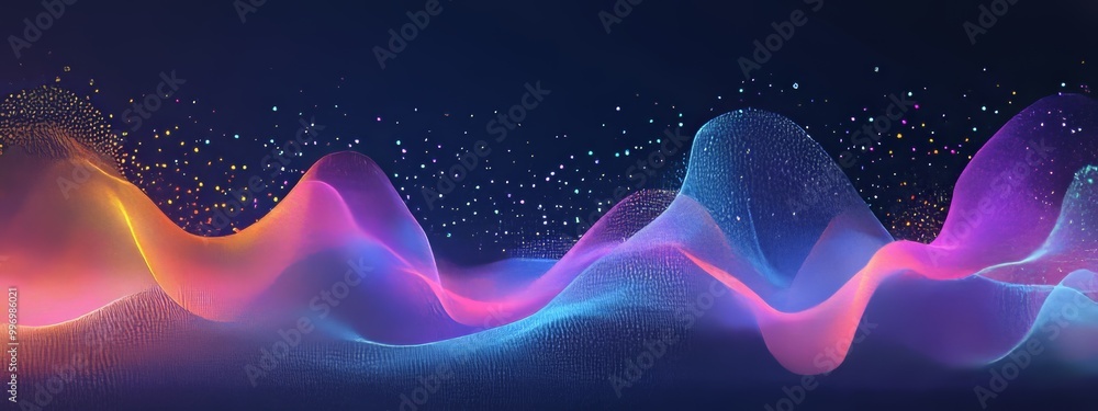 Poster 3d illustration of the intertwining streams of a coded neural network. information flow, information