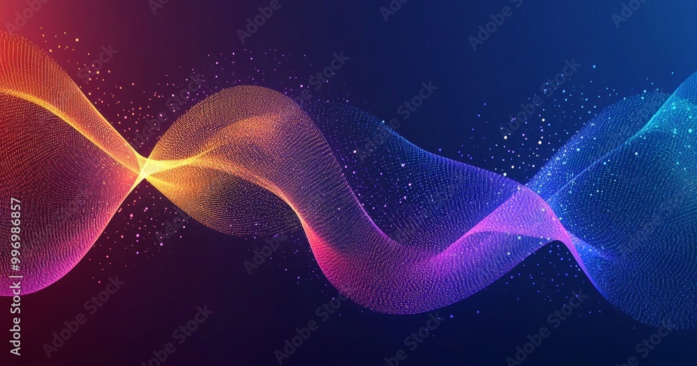 Poster sound and vibration of strings. concept of cybersynthetics in 3d. funnel, whirlpool, big data flow. 