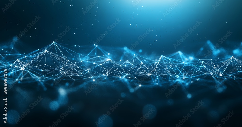 Poster an abstract information flow in a big data code field. an illustration of neural impulses woven into
