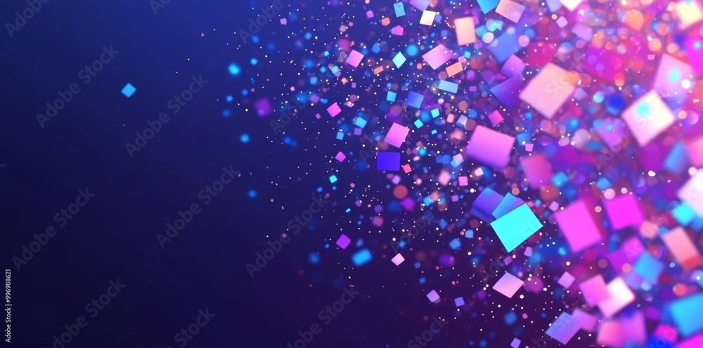 Poster 3d illustration of an abstract neural network. global database and stock. colorful background with b