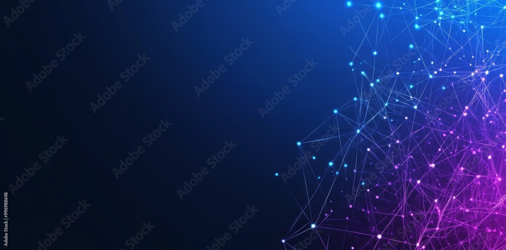 Poster big data and cybersecurity. global database and stock. bright, colorful background with bokeh effect