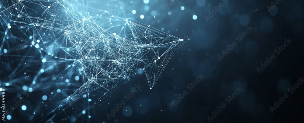 Aufkleber concept of big data, crystal mesh 3d illustration, neural connections in a digital brain. data netwo