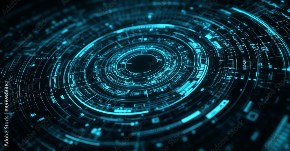 Poster a 3d abstract illustration showing a concept of big data technology. waves, dots, and weave lines cr