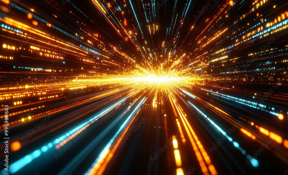 Poster big data visualization. internet technology 3d illustration. neural network control. modern digital 
