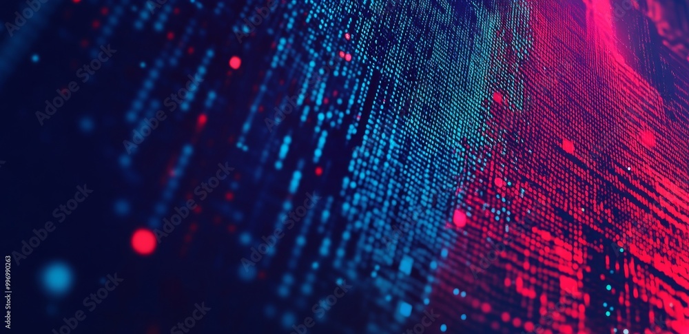 Poster the cyber data stream is a digital neural network. a three-dimensional illustration of a wavy open s
