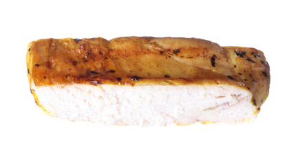 Piece of grilled chicken meat isolated on white