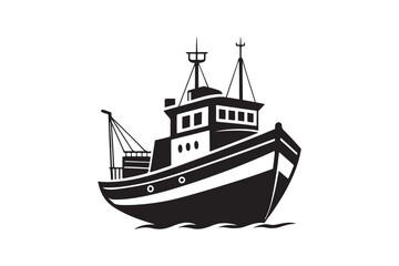 Obraz premium Fishing Boat silhouette vector illustration, Fishing Boat silhouette vector 