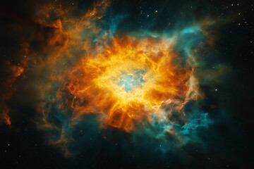 Mesmerizing Nebula Glowing in Vibrant Colors Deep in the Void of Space, Showcasing the Beauty of the Cosmos