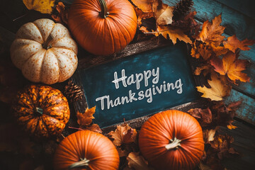 Composite image of illustration of happy thanksgiving day text