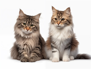 Obraz premium Two brown cats sitting and snuggling each other 