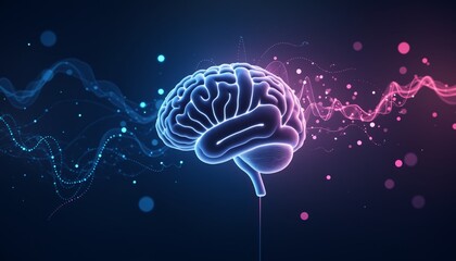 Conceptual Illustration of AI Neural Connections in Human Brain